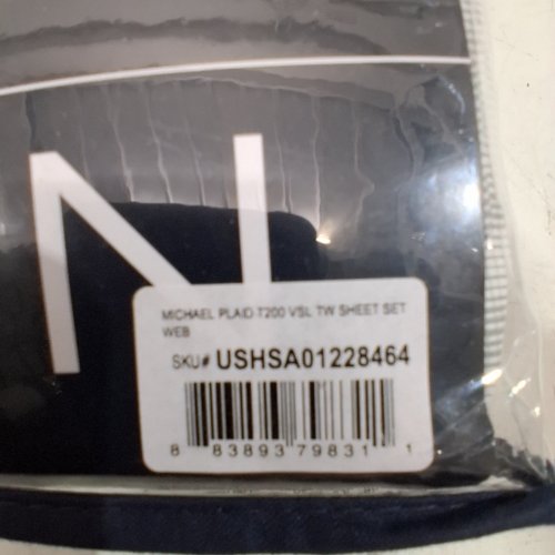 3PC NAUTICA NAUTICA MICHAEL PLAID LIGHTWEIGHT BREATHABLE 100% COTTON SHEET SET - TWIN - GREY (MODEL: 321555886) image 2