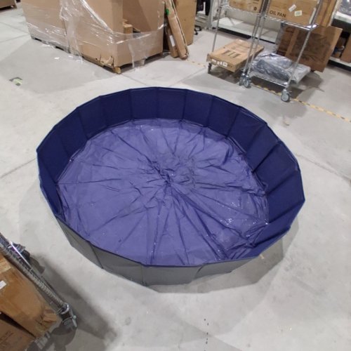 FOLDABLE DOG/PET SWIMMING POOL 79" X 24" - BLUE/GREY image 2