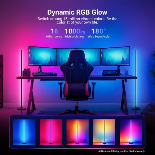 NEEWER SMART LED FLOOR LAMP COMPATIBLE WITH ALEXA & GOOGLE ASSISTANT - MUSIC SYNC WITH 16 COLORS - 1000 LM, 2700-6500 K, 30000 H (MODEL: NF04) image 2