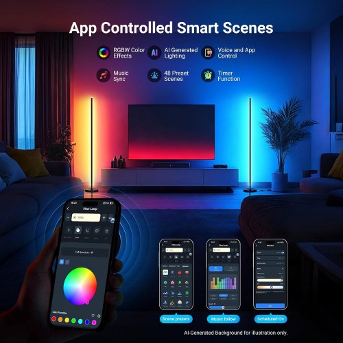 NEEWER SMART LED FLOOR LAMP COMPATIBLE WITH ALEXA & GOOGLE ASSISTANT - MUSIC SYNC WITH 16 COLORS - 1000 LM, 2700-6500 K, 30000 H (MODEL: NF04) image 3