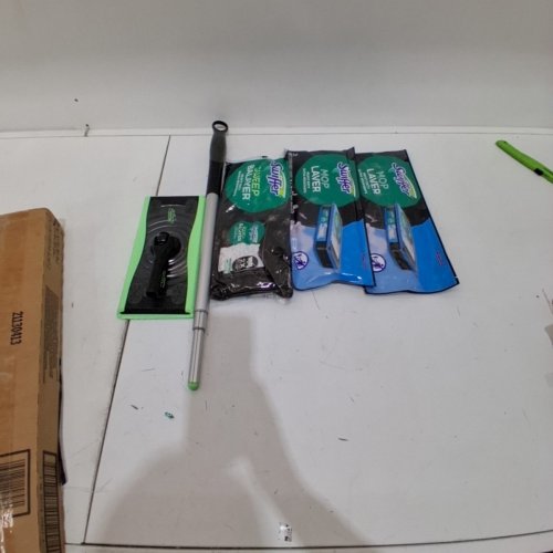 SWIFFER 2-IN-1 SWEEP AND MOP DELUXE MULTI SURFACE MOPPING AND SWEEPING KIT- GREEN/BLACK image 2