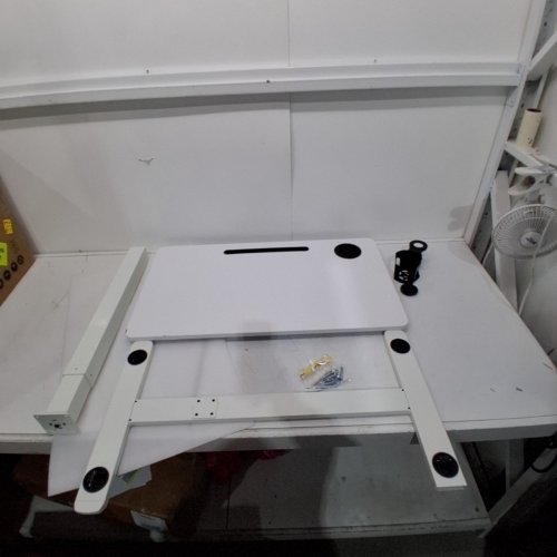 VASAGLE SMALL STANDING MOBILE DESK ON WHEELS - 27.6" X 15.7"/ 44LBS MAX - WHITE (MODEL: LSD601W01) image 3