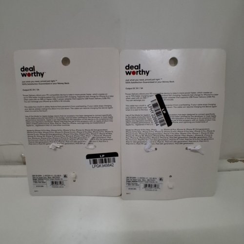2 DEALWORTHY FAST CHARGING USB-C TO LIGHTNING CABLES - 3FT - WHITE image 3