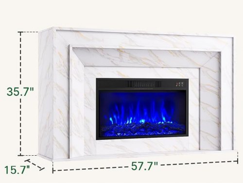 NAICE GLOSSY FIREPLACE MANTEL WITH SHELF FOR 30" FIREPLACE INSERTS - 58" - WHITE image 2