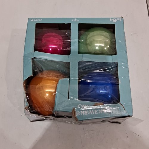 4PC HOLIDAY TIME CHRISTMAS ORNAMENTS - BLUE / PINK / GREEN / ORANGE (MODEL: G276-PSHSA003R) image 4