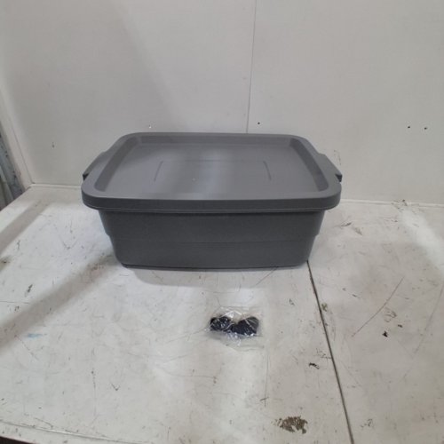 RUBBERMAID ROUGHNECK STORAGE TOTE WITH STURDY HANDLES - 10 GAL (38 L) - GREY image 2