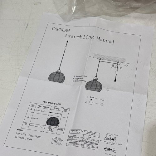 2PK CAFULAM FARMHOUSE PENDANT LIGHT, WOVEN RATTAN LAMP SHADE, 18FT ROPE - BROWN image 3
