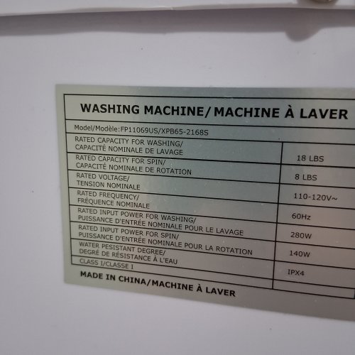 COSTWAY PORTABLE WASHING MACHINE - WHITE (MODEL: FP11069US) image 3