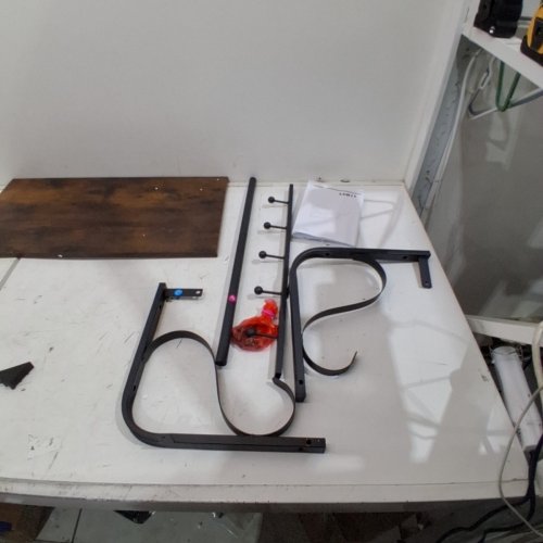 VASAGLE INDUSTRIAL COAT RACK SHELF WALL MOUNTED, HOOK RACK SHELF WITH 5 HOOKS AND HANGING RAIL - RUSTIC BROWN, BLACK - LCR11BX image 3