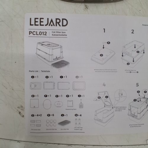 LEEJARD XL CAT LITTER BOX WITH 120° LID - 24" (MODEL: PCL012) image 2