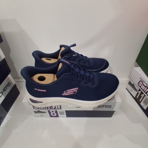 WOMEN'S SKECHERS HANDS FREE SWIFT FIT SLIP ON SNEAKERS - 8 - NAVY BLUE (STYLE: 179326CS / 2566408) image 2
