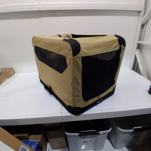 AMAZONBASICS 26" PREMIUM FOLDING PORTABLE SOFT PET DOG CRATE CARRIER KENNEL, KHAKI image 2