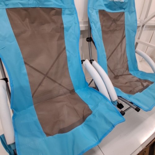 2PK GARVEE PORTABLE HIGH BACK FOLDING TRAVEL AND BEACH CHAIRS WITH CARRY BAGS - BLUE/GREY image 3