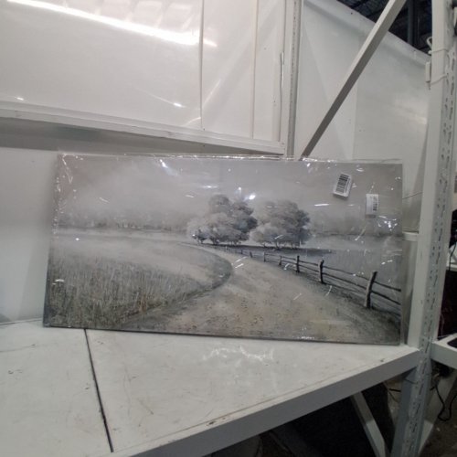 ORVANNAATR MODERN ABSTRACT SNOWY TRAIL CANVAS ART - 24" X 48" - GREY image 3