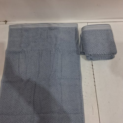 3PK CARO HOME 100% COTTON HAND TOWELS - 18" X 30" - BLUE HERRINGBONE (STYLE: 1945886) image 3