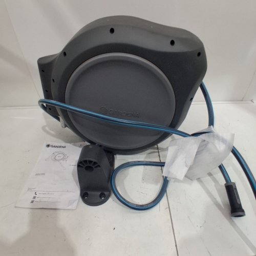 GARDENA RETRACTABLE HOSE REEL - 100FT - DARK GREY / BLUE (ITEM: 20505-81) image 2