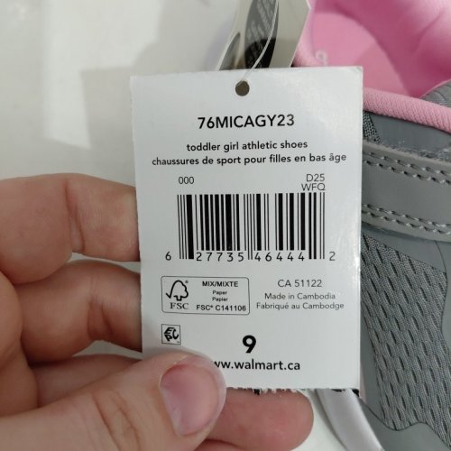 TODDLER ATHLETIC WORKS GIRLS' ATHLETIC SNEAKERS - SIZE 9 - GREY/PINK (STYLE: 76MICAGY23) image 2