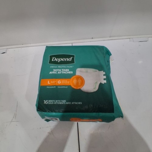 16PK UNISEX DEPEND DIAPERS FRESH PROTECTION WITH TABS - LARGE (35" - 49" WAIST) image 2