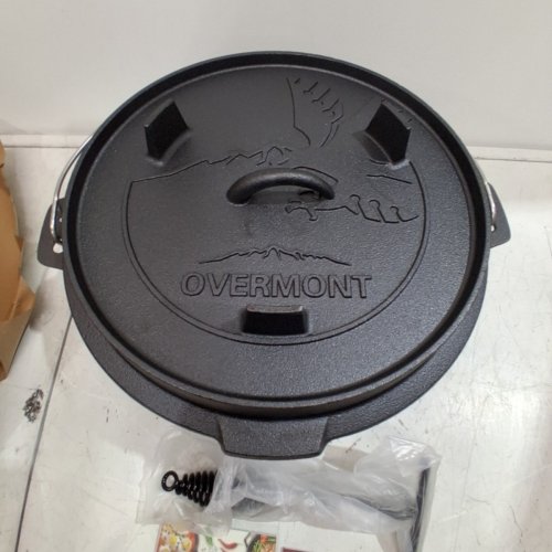 OVERMONT CAMP DUTCH OVEN PRE SEASONED CAST IRON WITH LID - 9QT - BLACK image 4