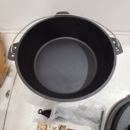 OVERMONT CAMP DUTCH OVEN PRE SEASONED CAST IRON WITH LID - 9QT - BLACK image 5