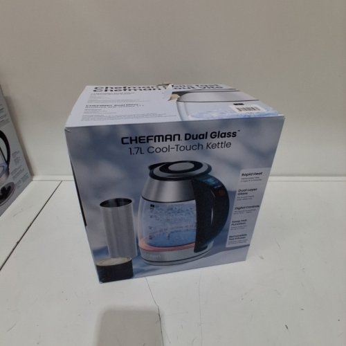 CHEFMAN DUAL-GLASS COOL TOUCH DIGITAL KETTLE WITH TEA INFUSER - 1500W - 1.7L - STAINLESS STEEL/BLACK (MODEL: RJ11-17-CTI-DG/1992747) image 4