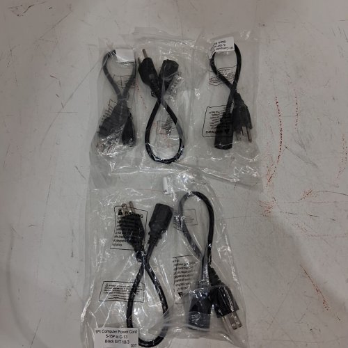 5PK COMPUTER POWER CORD - 1FT - (10A, 125V, 1250W) 5-15P TO C-13, SVT 18/3 - BLACK image 3