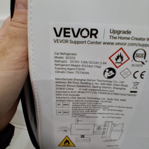 PORTABLE ELECTRIC REFRIGERATOR FREEZER COMPRESSOR BACKPACK FOR CAMPING - 12V/13.7QT - BLACK (MODEL: QCD13) image 3