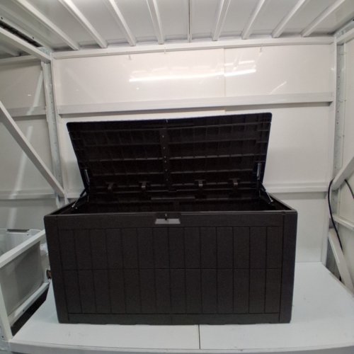 COSTWAY ALL-WEATHER LOCKABLE OUTDOOR DECK BOX -180 GAL - DARK BROWN image 2
