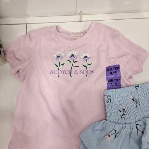 2PC GIRL'S SCOTCH AND SODA SKORT SET - EXTRA SMALL (4/5) - PINK/BLUE FLOWERS (STYLE: 1682212) image 3