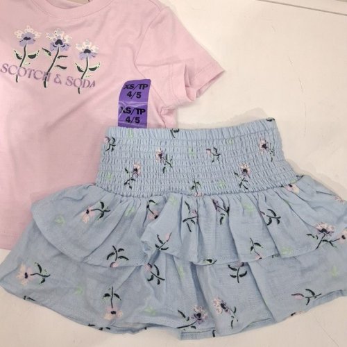 2PC GIRL'S SCOTCH AND SODA SKORT SET - EXTRA SMALL (4/5) - PINK/BLUE FLOWERS (STYLE: 1682212) image 4