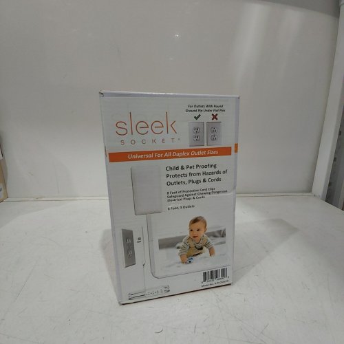 SLEEK SOCKET PET PROOFING & PLUG CONCEALER WITH CORD CLIPS - 8FT FLAT EXTENSION CORD - WHITE (MODEL: 9-PI-OVSZ-W) image 2