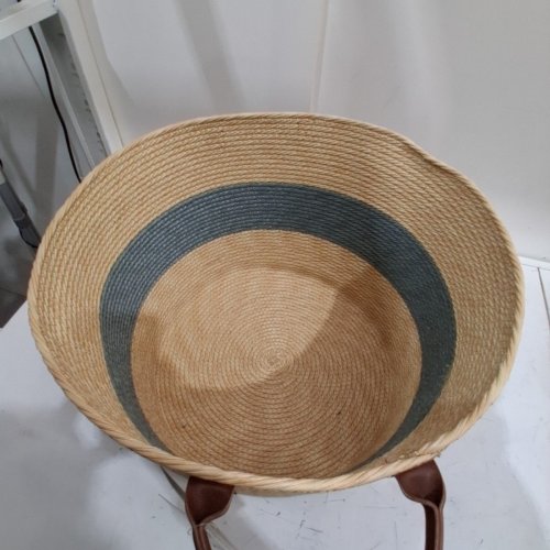 BAUM TWO-TONE FAUX WICKER BASKET - 12" X 18" - BLUE/BEIGE (MODEL:1920217) image 3