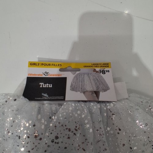 GIRL'S WAY TO CELEBRATE SPARKLY SHORT TUTU - LARGE/EXTRA LARGE - SILVER image 3