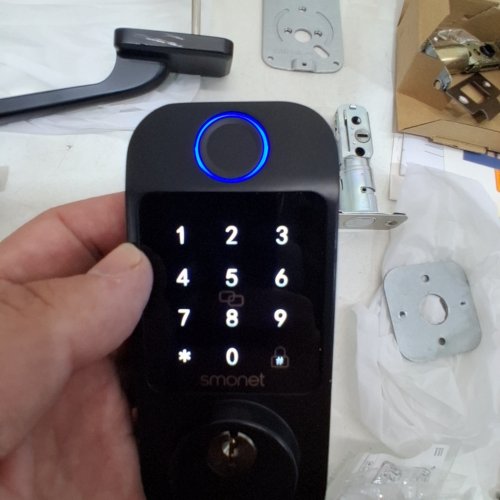 SMONET MULTI-FUNCTION SMART LOCK DEADBOLT DOORKNOB COMBO - WORKS WITH FINGERPRINT, FOB, CODES, APP & KEY - BLACK (MODEL: M6-BF) image 2