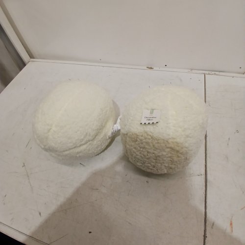 2PK COUNT DECORATIVE ROUND PILLOW - 9" - WHITE image 3