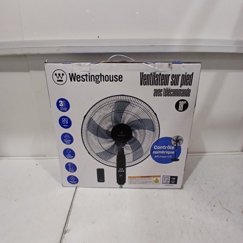 WESTINGHOUSE ADJUSTABLE HEIGHT OSCILLATING PEDESTAL FAN WITH REMOTE - 18" - BLACK/BLUE (MODEL: WSFSER18385) image 7