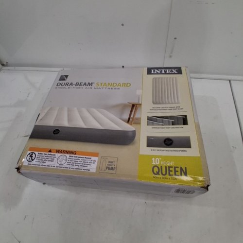 INTEX DURA-BEAM STANDARD SINGLE-HIGH AIR MATTRESS *NO PUMP* - 60" X 80" X 10" - QUEEN - TAN (MODEL: 64103E) image 4