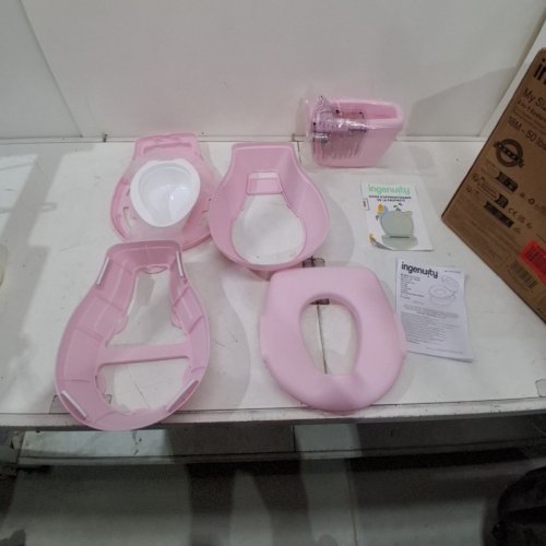 SUMMER BY INGENUITY "MY SIZE POTTY PRO" POTTY TRAINING TOILET WITH FLUSHING SOUNDS AND STORAGE - 50LBS MAX - PINK (MODEL: 17137-E) image 3