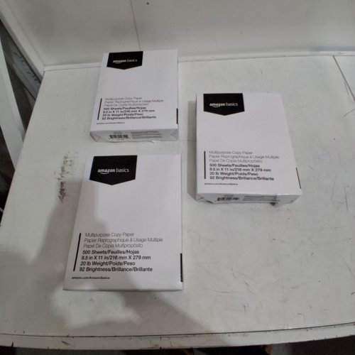 3(500PK) AMAZON BASICS MULTIPURPOSE COPY PAPER (1500 SHEETS TOTAL) - 8.5" X 11" - WHITE image 2