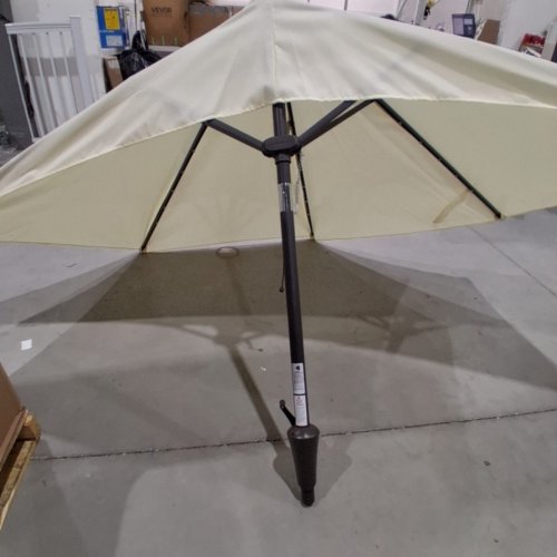 HALF ROUND SOLAR POWERED UMBRELLA WITH LED LIGHTS - 9FT (MODEL: LED09HIVORY) image 3