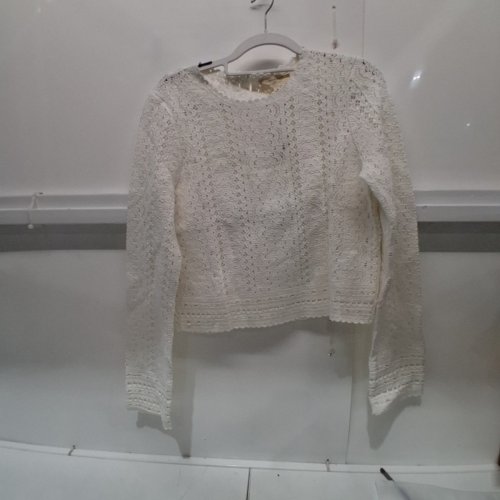 LA MAILLE SEZANE NOEMIE KNIT SWEATER - MEDIUM - ECRU/WHITE image 2