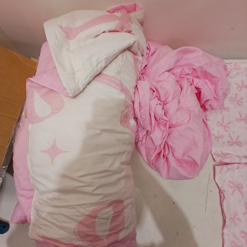 4PC EROSEBRIDAL CUTE BOW BEDDING SET - TWIN - PINK/WHITE image 3