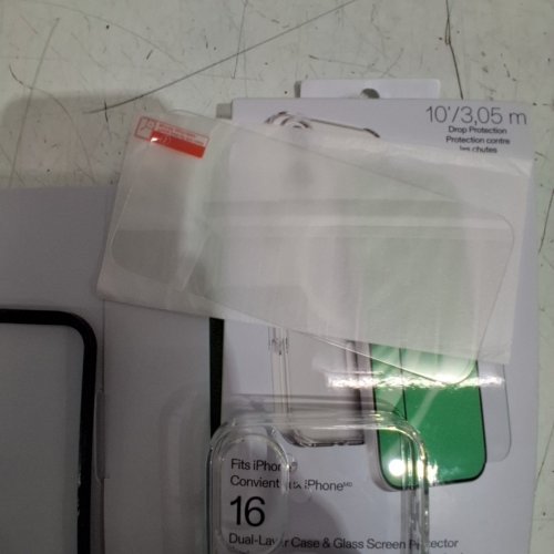 ONN DUAL-LAYER PHONE CASE & GLASS SCREEN PROTECTOR - IPHONE 16 - WHITE / BLACK (MODEL : 100143001) image 3