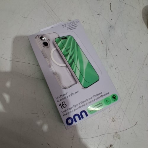 ONN DUAL-LAYER PHONE CASE & GLASS SCREEN PROTECTOR - IPHONE 16 - WHITE / BLACK (MODEL : 100143001) image 4