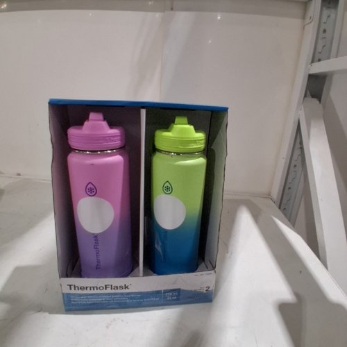 2PK THERMOFLASK DOUBLE WALL VACUUM INSULATED STAINLESS STEEL BOTTLE - 24 OZ (EACH) - PINK / GREEN (MODEL: 1730866) image 2