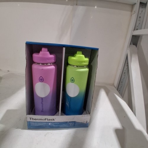 2PK THERMOFLASK DOUBLE WALL VACUUM INSULATED STAINLESS STEEL BOTTLE - 24 OZ (EACH) - PINK / GREEN (MODEL: 1730866) image 4