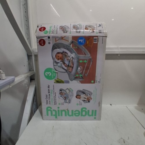 INGENUITY 3-IN-1 KEEP COZY GROW WITH ME VIBRATING BABY BOUNCER, ROCKER & CHAIR - 40LBS CAPACITY - WEAVER THEME GREY/WHITE/GREEN (MODEL: ‎8731) image 6