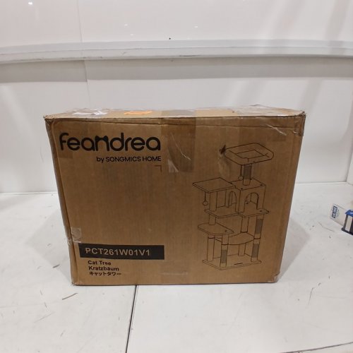 FEANDREA MULTI-LEVEL CAT TREE CONDO WITH SCRATCHING POSTS AND HAMMOCK - MEDIUM - 17.7" X 13.8" X 44.1" - LIGHT GREY (MODEL: PCT261W01V1) image 4