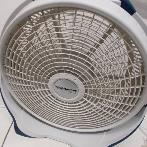 LASKO PIVOTING WIND MACHINE AIR CIRCULATOR FLOOR FAN WITH 3 SPEEDS - 23" - WHITE/BLUE (MODEL: 3300C) image 2