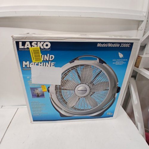 LASKO PIVOTING WIND MACHINE AIR CIRCULATOR FLOOR FAN WITH 3 SPEEDS - 23" - WHITE/BLUE (MODEL: 3300C) image 5